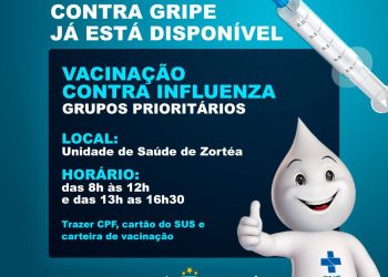 Prefeitura de Zortéa, por meio da Secretaria de Saúde, inicia Campanha de Imunização contra a Influenza.