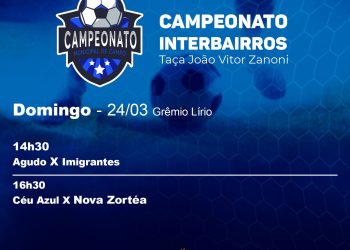 DOMINGO TEM MAIS UMA RODADA DO CAMPEONATO DE FUTEBOL DE CAMPO EM ZORTÉA